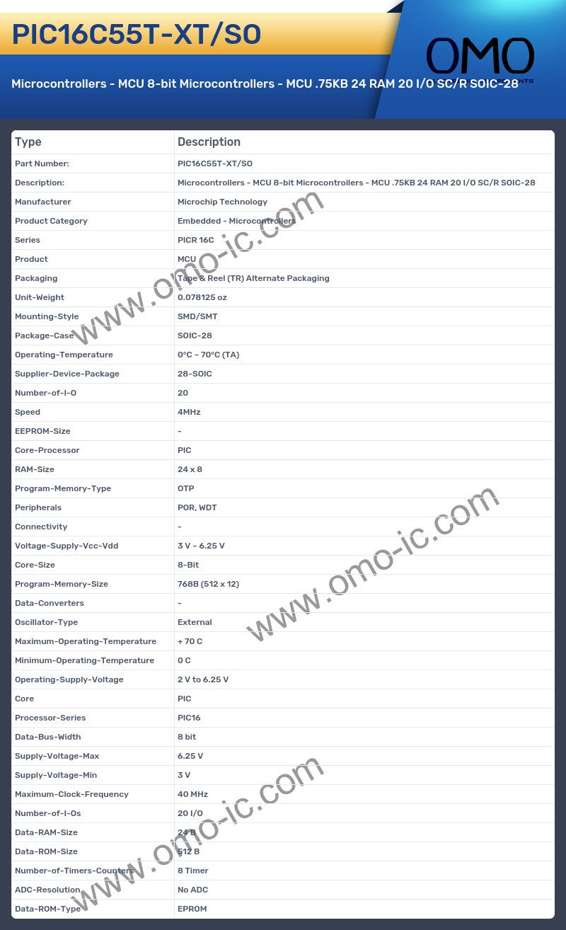 PIC16C55T-XT/SO