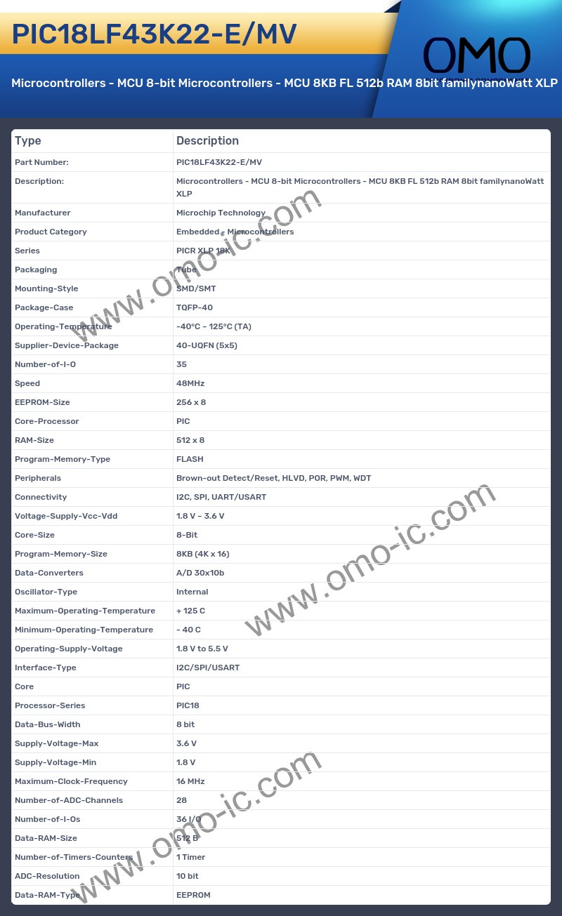 PIC18LF43K22-E/MV