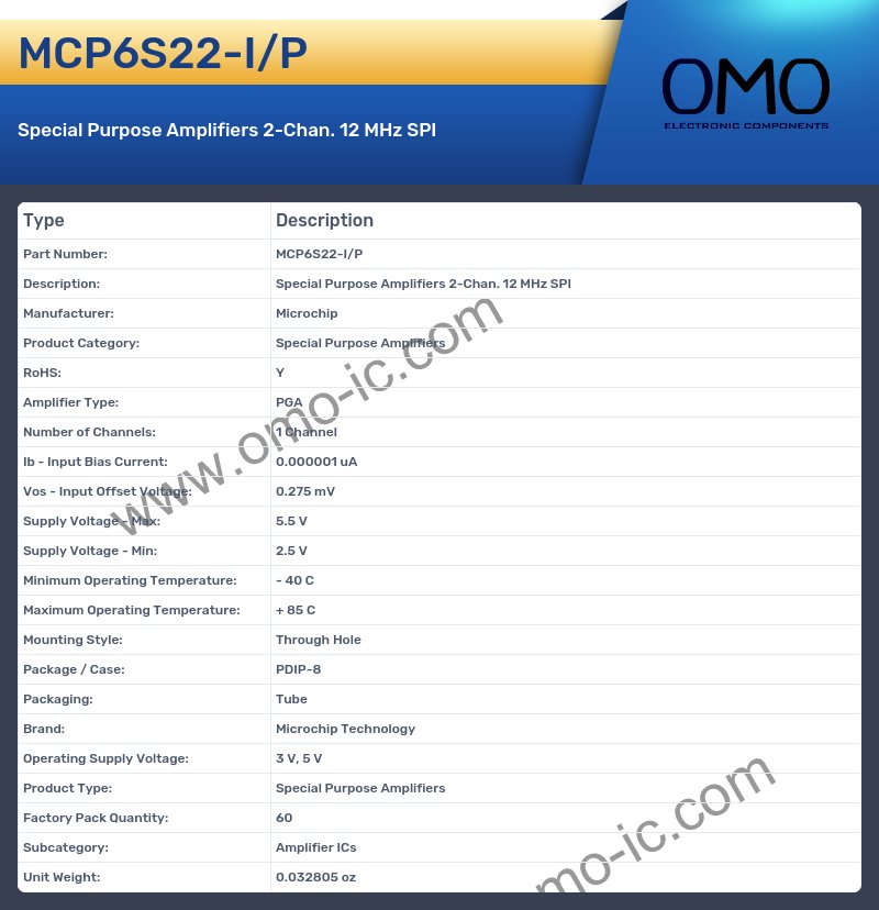MCP6S22-I/P